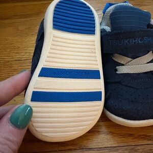 Tsukihoshi Navy Blue Kids Sneakers with Blue Sole Stripes
